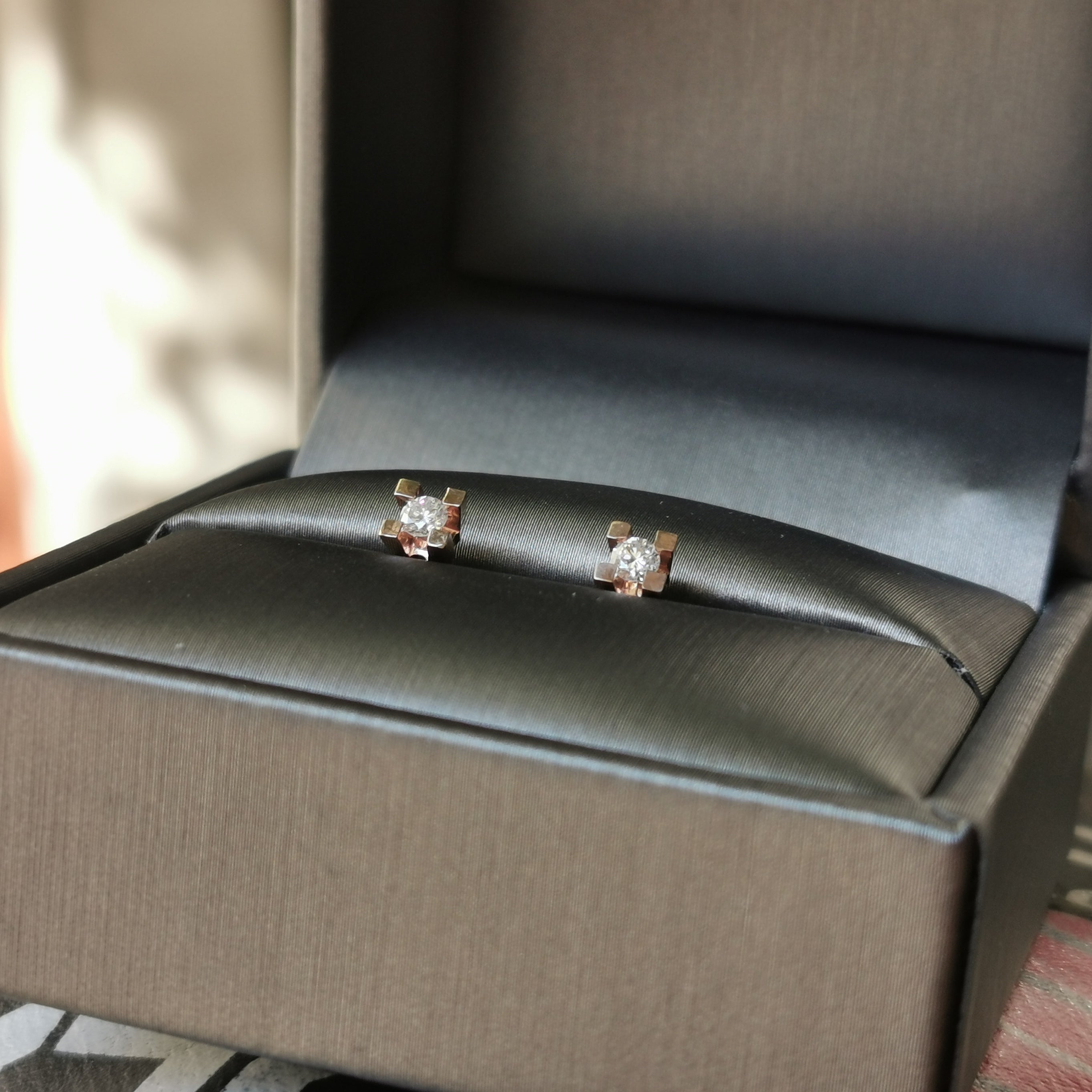 Обеци с диаманти розово злато 0.20 карата